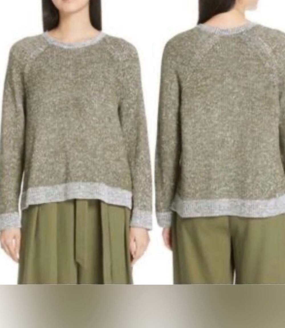 Eileen Fisher Marled Organic Linen Blend Sweater Size XL Olive Green Cotton